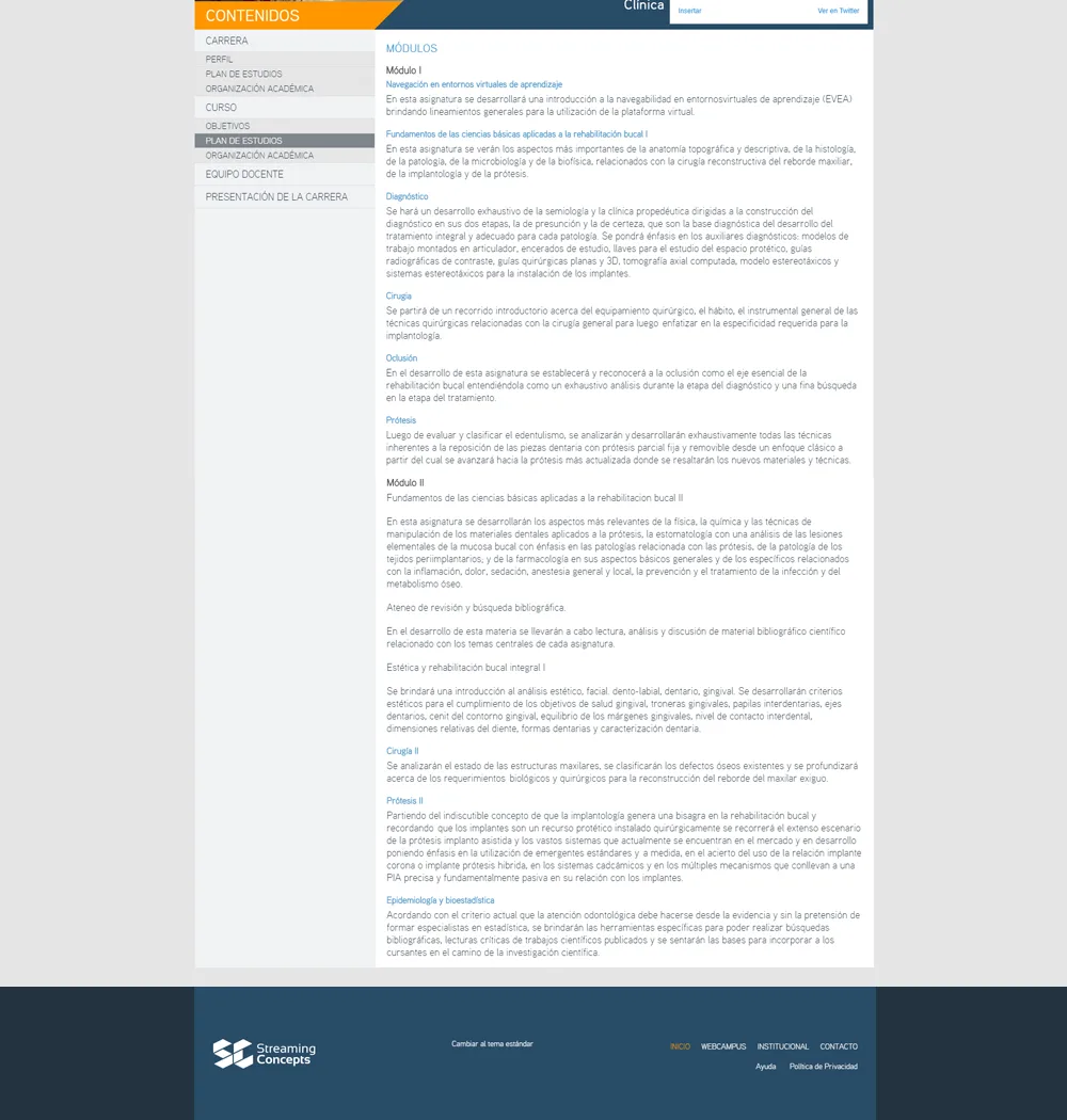 Each course's page, with its syllabus and teaching staff.