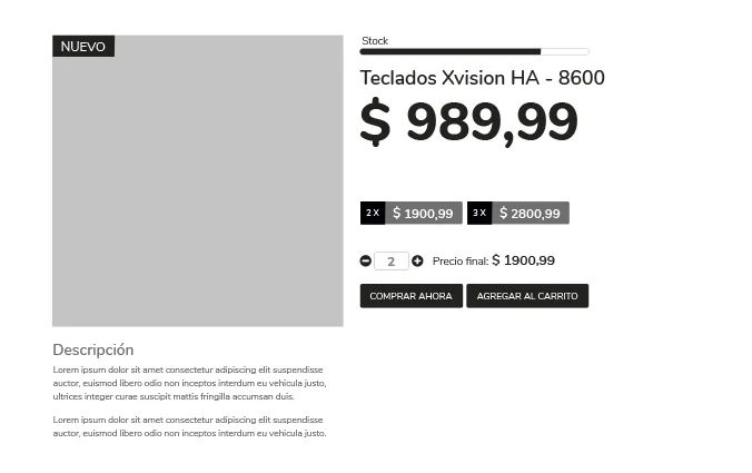 Each product's page, with its description and photos, in a design that makes it stand out.
