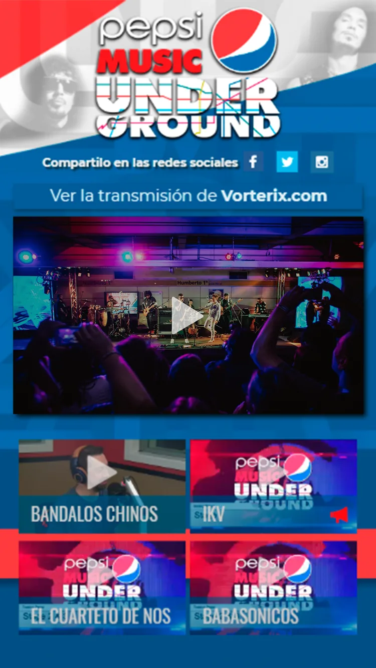 The app, with the event and the Vorterix broadcast.