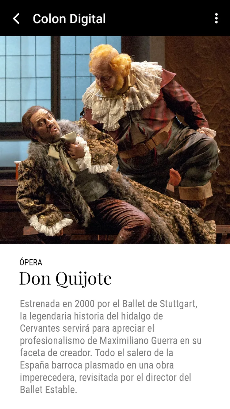 La ficha de cada obra, con su programa.