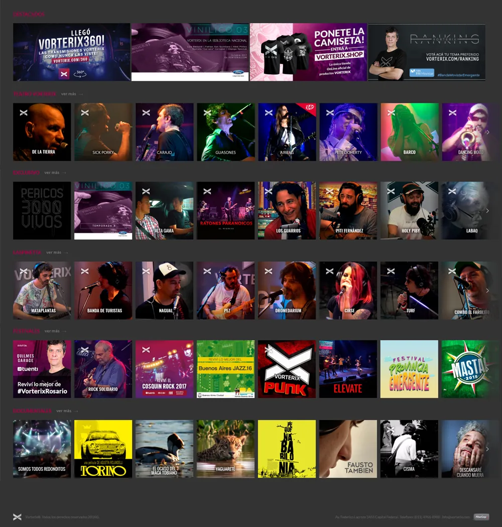 Shows, documentales y videos on demand.